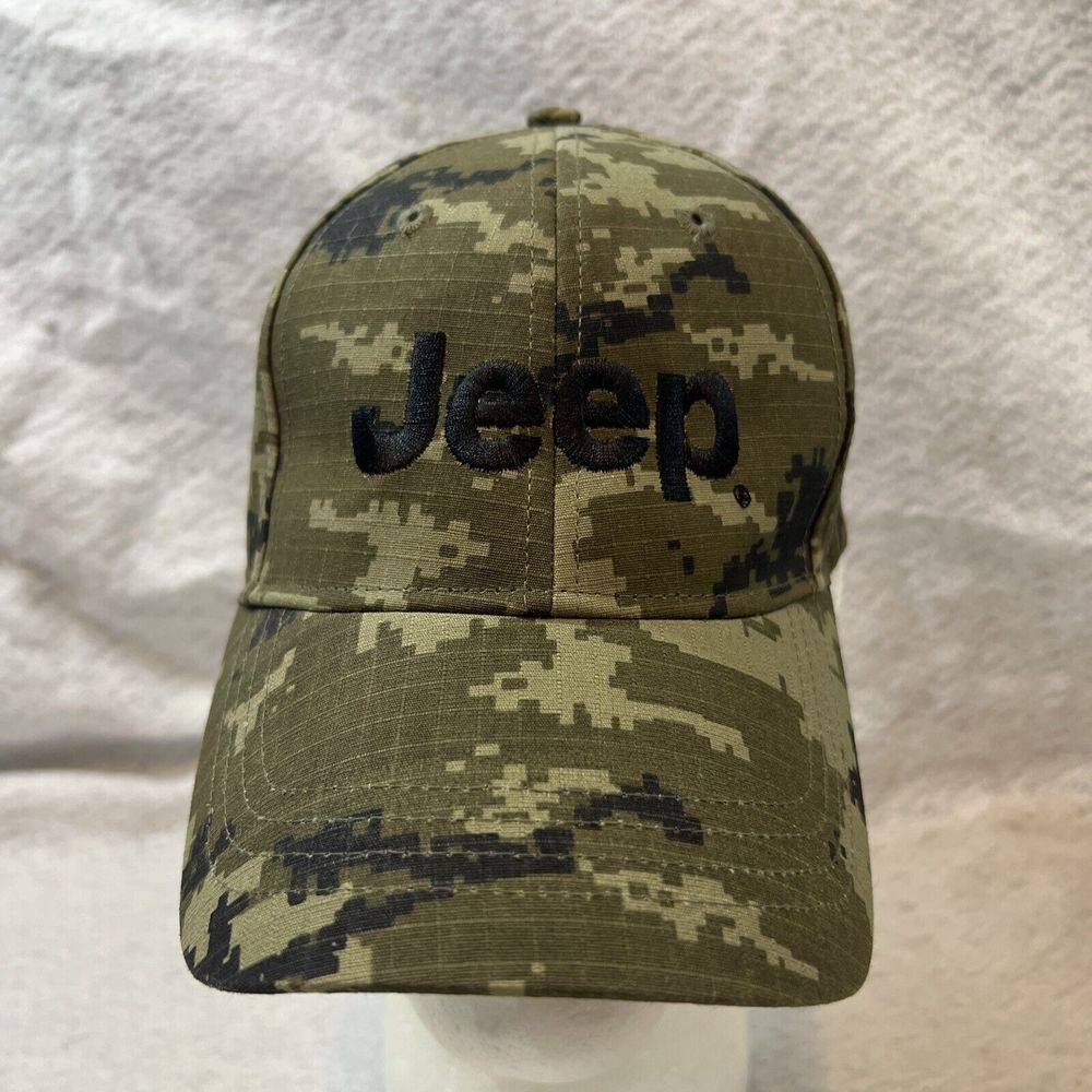 JEEP Mens Logo Green Camouflage Embroidered Adjustable Strap Baseball Cap KC